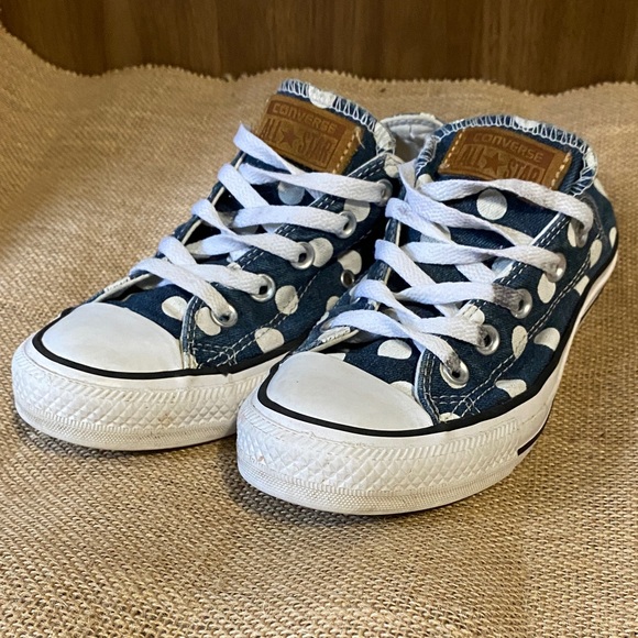 Converse Navy and White Polka Dot Sneakers - Picture 1 of 5